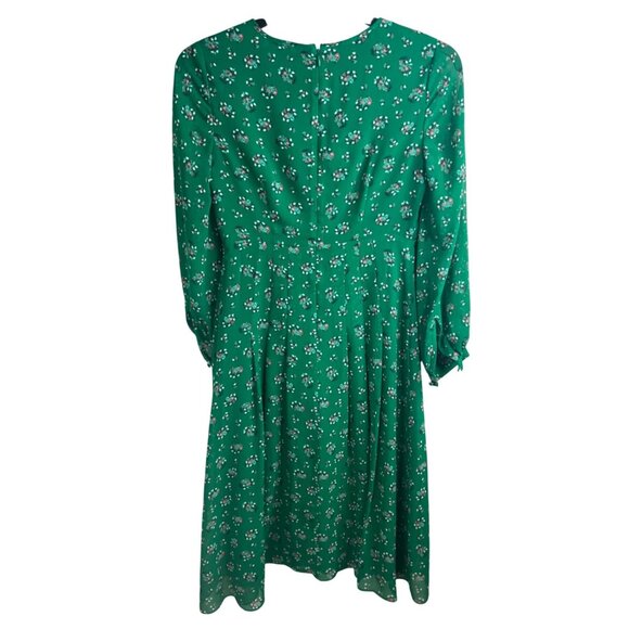 Boden Ada Midi Dress Green Floral With Puff Sleeves keyhole Neckline UK 6P US 2P - Picture 5 of 15